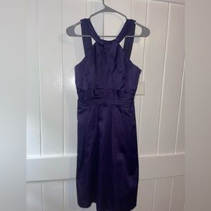 David’s Bridal Dress Midi Length. Color: Purple, Size: 4. Sateen material.